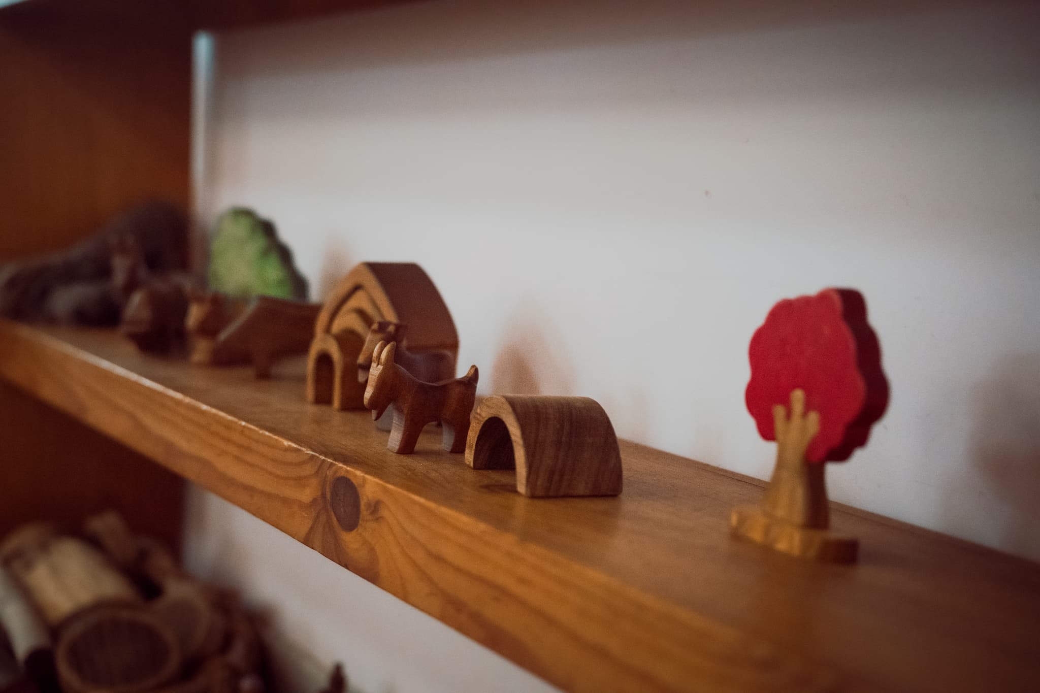 Handcrafted Waldorf wooden toys and felt trees