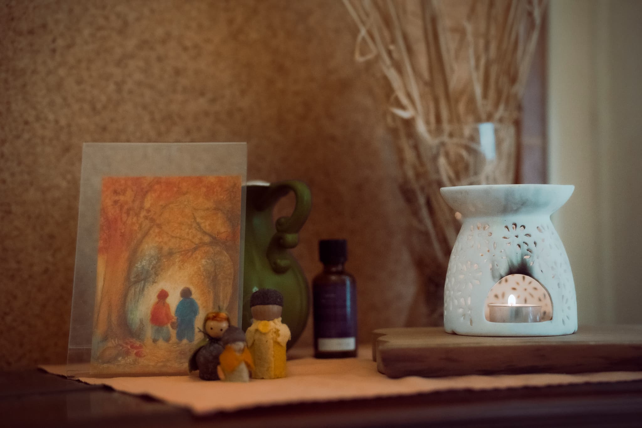 Seasonal nature table with harvest produce